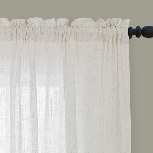 Gracie Oaks Jep Linen Blended Semi Sheer Rod Pocket Curtain Pair